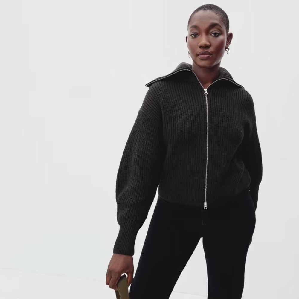 Everlane cropped zip sweater